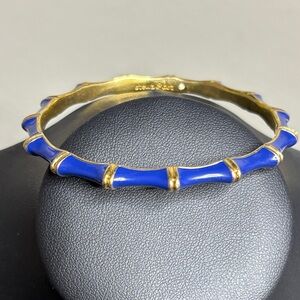 Stella & Dot Royal Blue and Gold Bamboo Bangle Bracelet